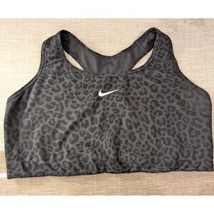 Nike Dri Fit Womens Plus Size Leopard Black Print Sports Bra Sz 3X